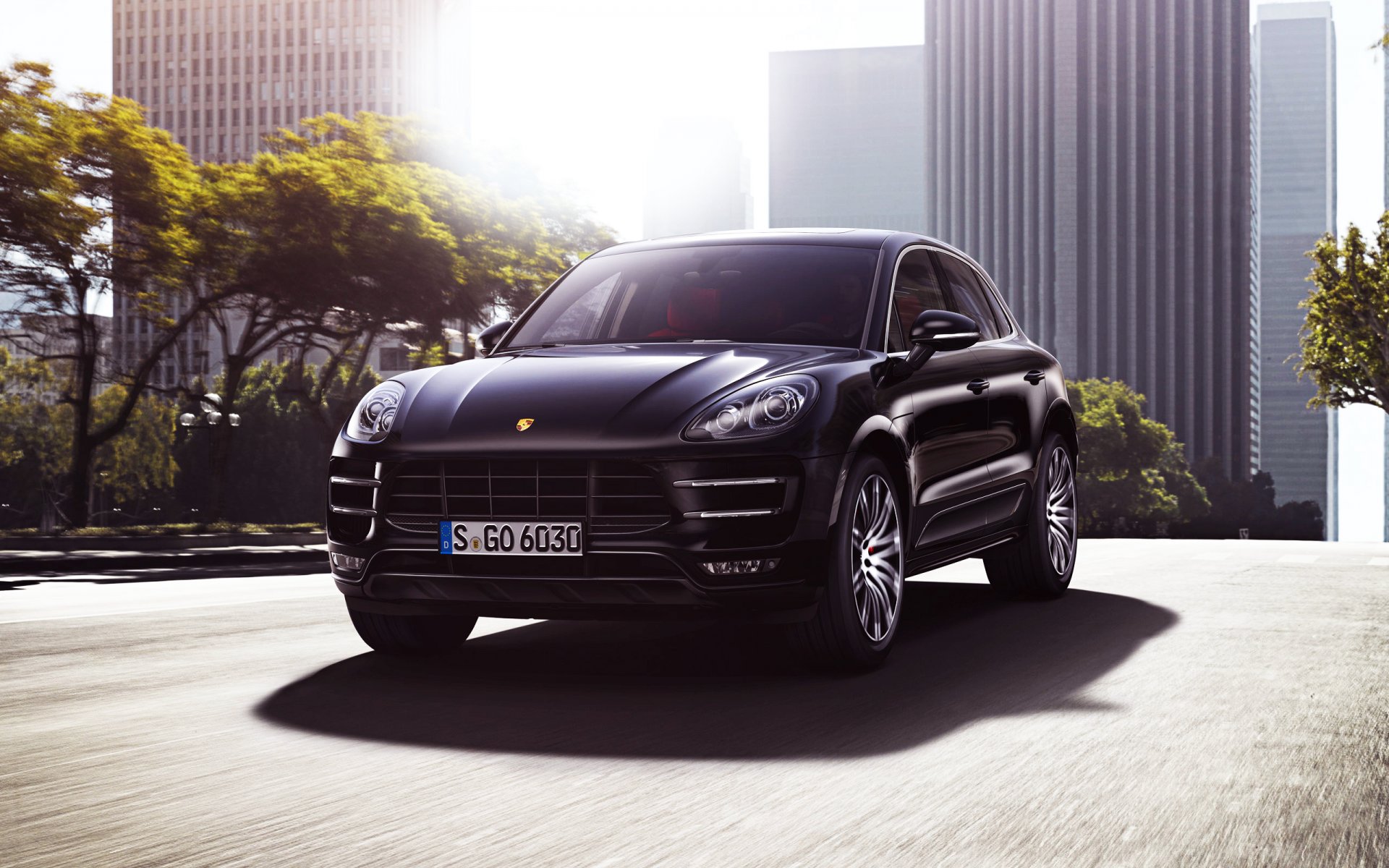 porsche macan suv auto nero auto città strada luce anteriore fari porsche