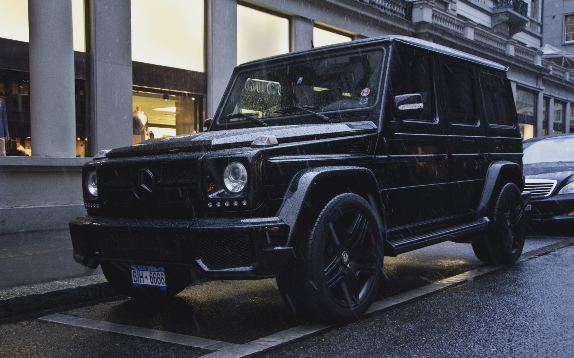 тюнинг джип черный g55 amg фронтовой mercede