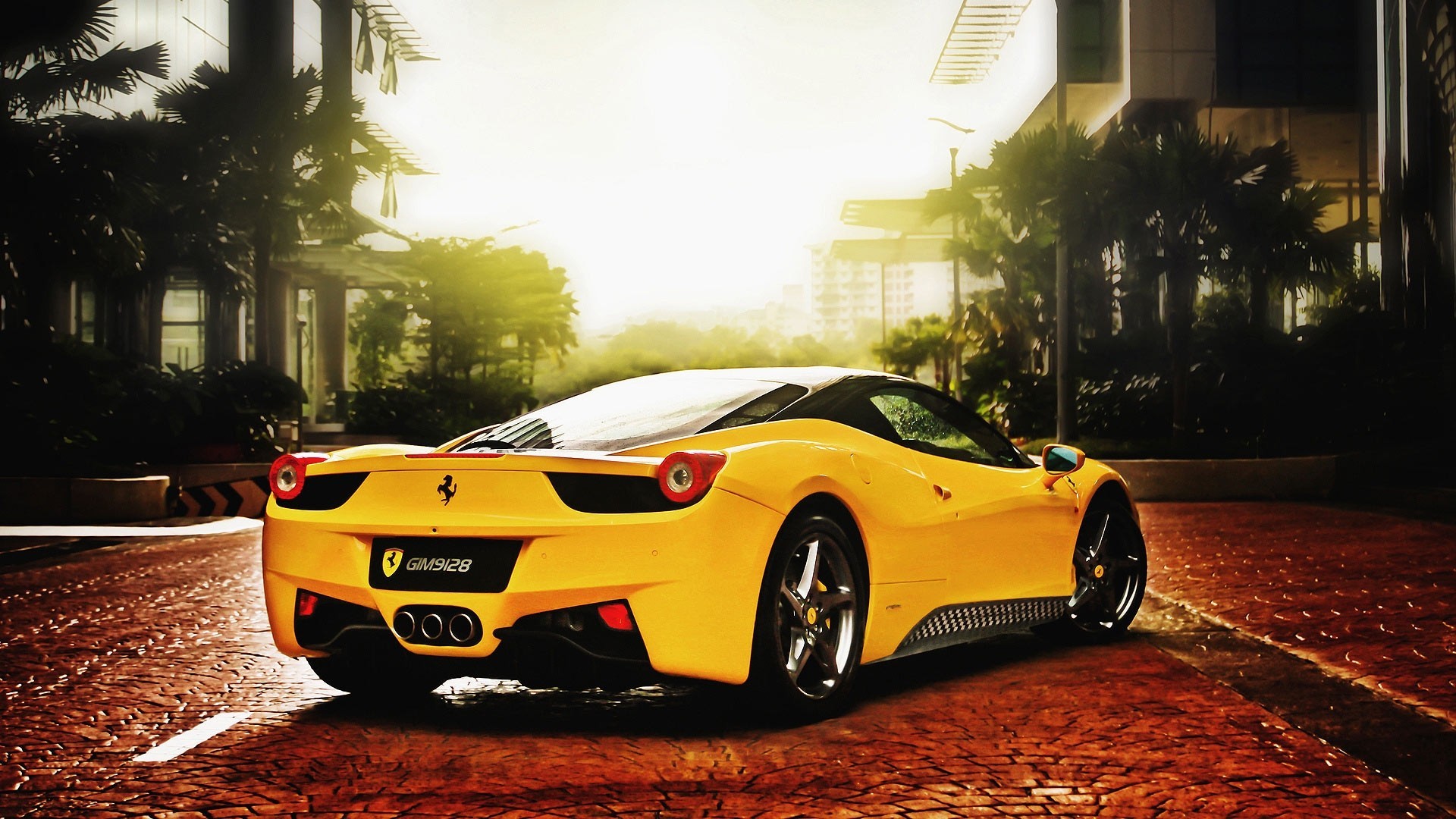 żółty ferrari supersamochód ferrari 458 samochód sportowy