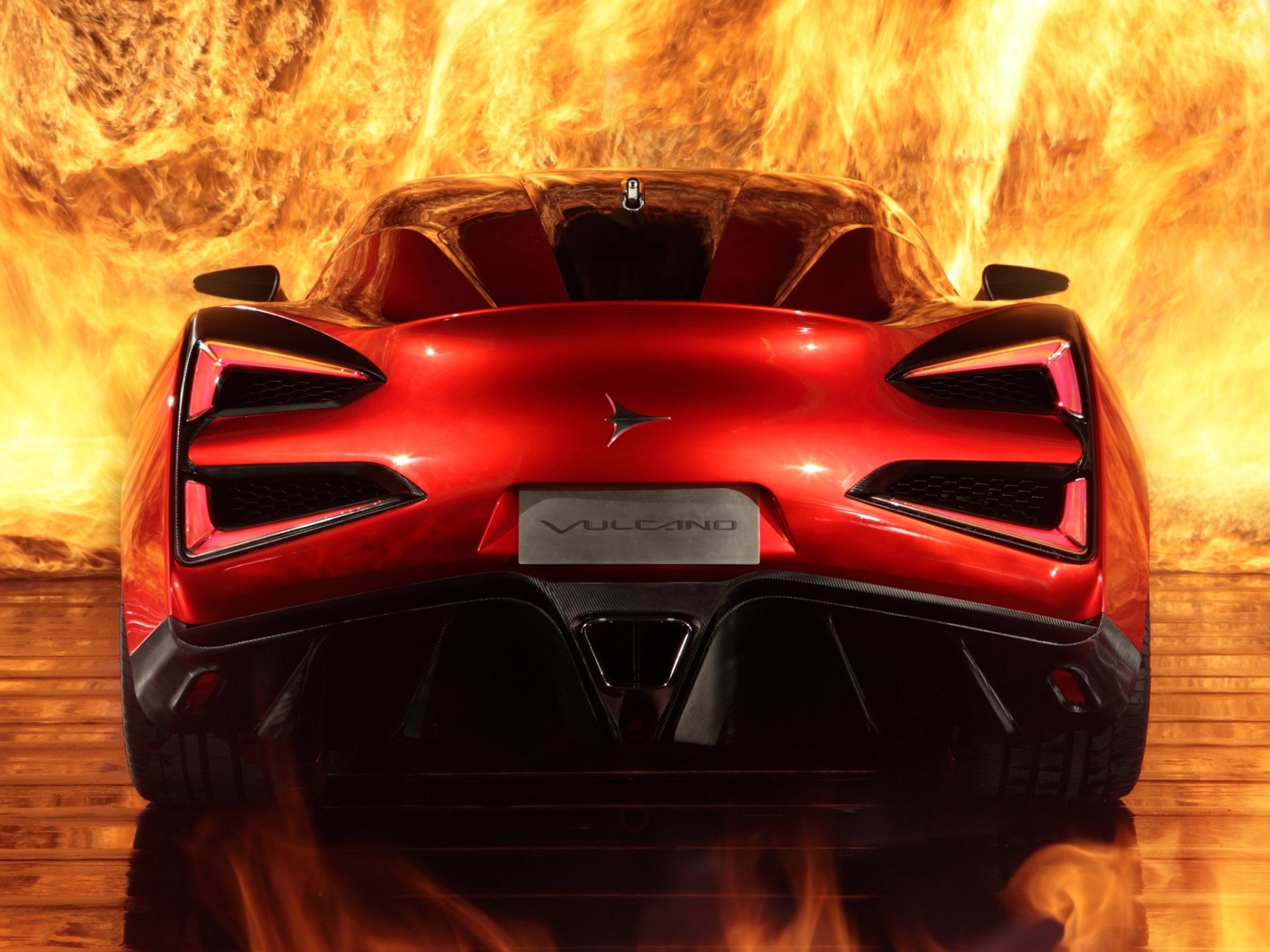 icona volcano icon vulcano supercar fire rear view