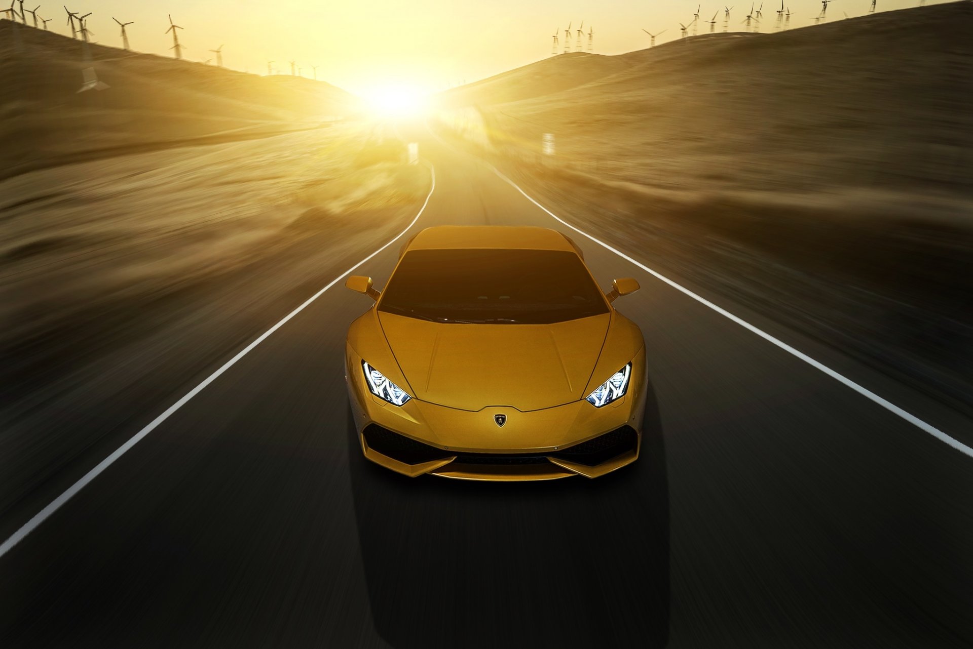 lamborghini uracan lp 610-4 lb724 coucher de soleil jaune avant