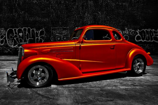 Red Retrocar Chevrolet Hot rod classic, old car