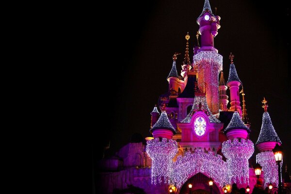 Fabuleux Disneyland en rétro-éclairage rose