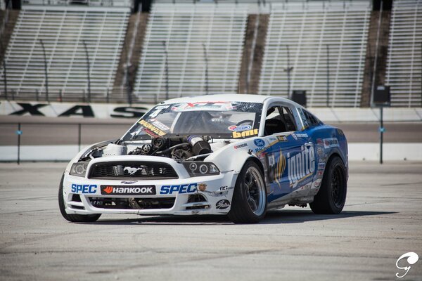 Ford Mustang on the race track