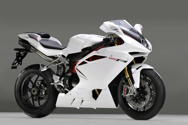 Motor transport. A white motorcycle. Hi-tech