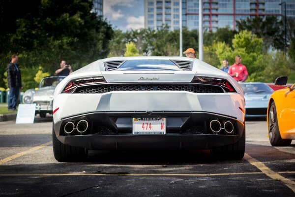 The supercar is on the race track ready to take off