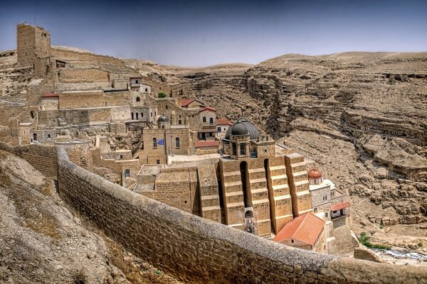 A fortress among steep mountains and rocks