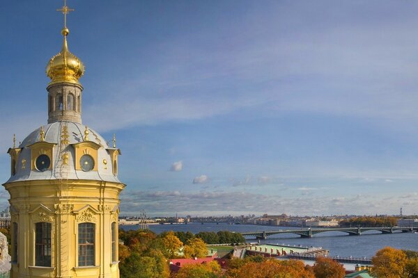 The dome of the temple in autumn St. Petersburg