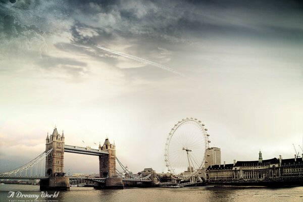 The sky over London in a dreamy world