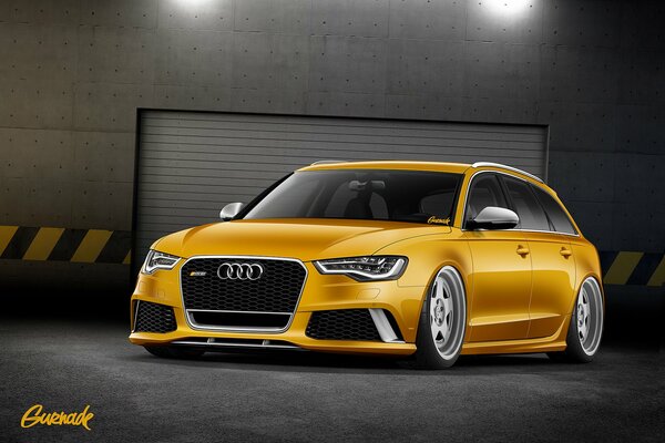 Audi rs 6 Colore giallo vista frontale