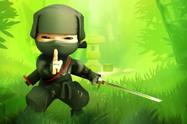 Ninja caché dans l herbe dessin