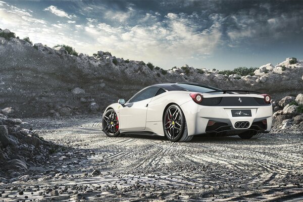 White Ferrari car