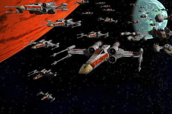 The Rebel Fleet in the movie Star Wars