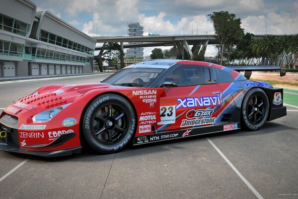 Voiture de course Nissan cool au stade