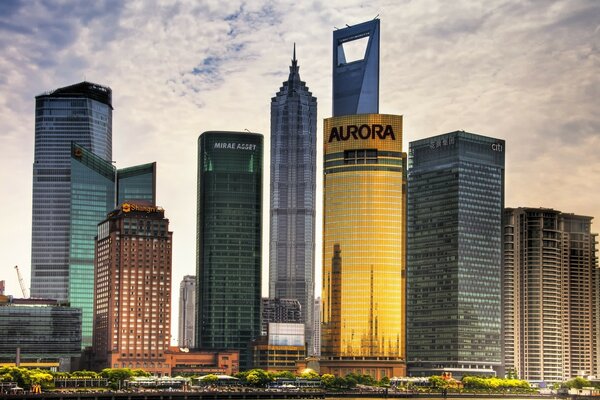 The sky above the skyscrapers of Shanghai