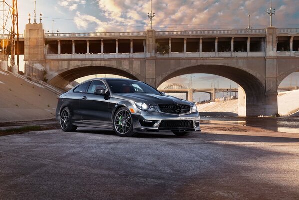 Chic Black Mercedes AMG C 63 car