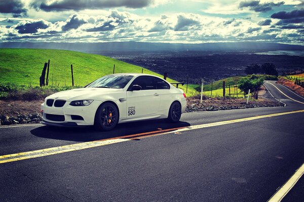 Tuned Bmw in the rays of the summer sun