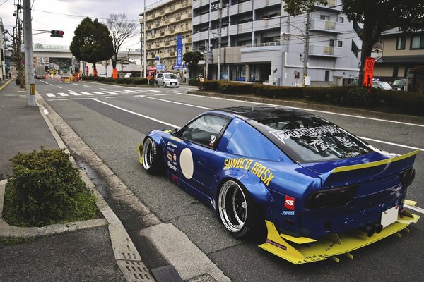 Sports car on the city highway