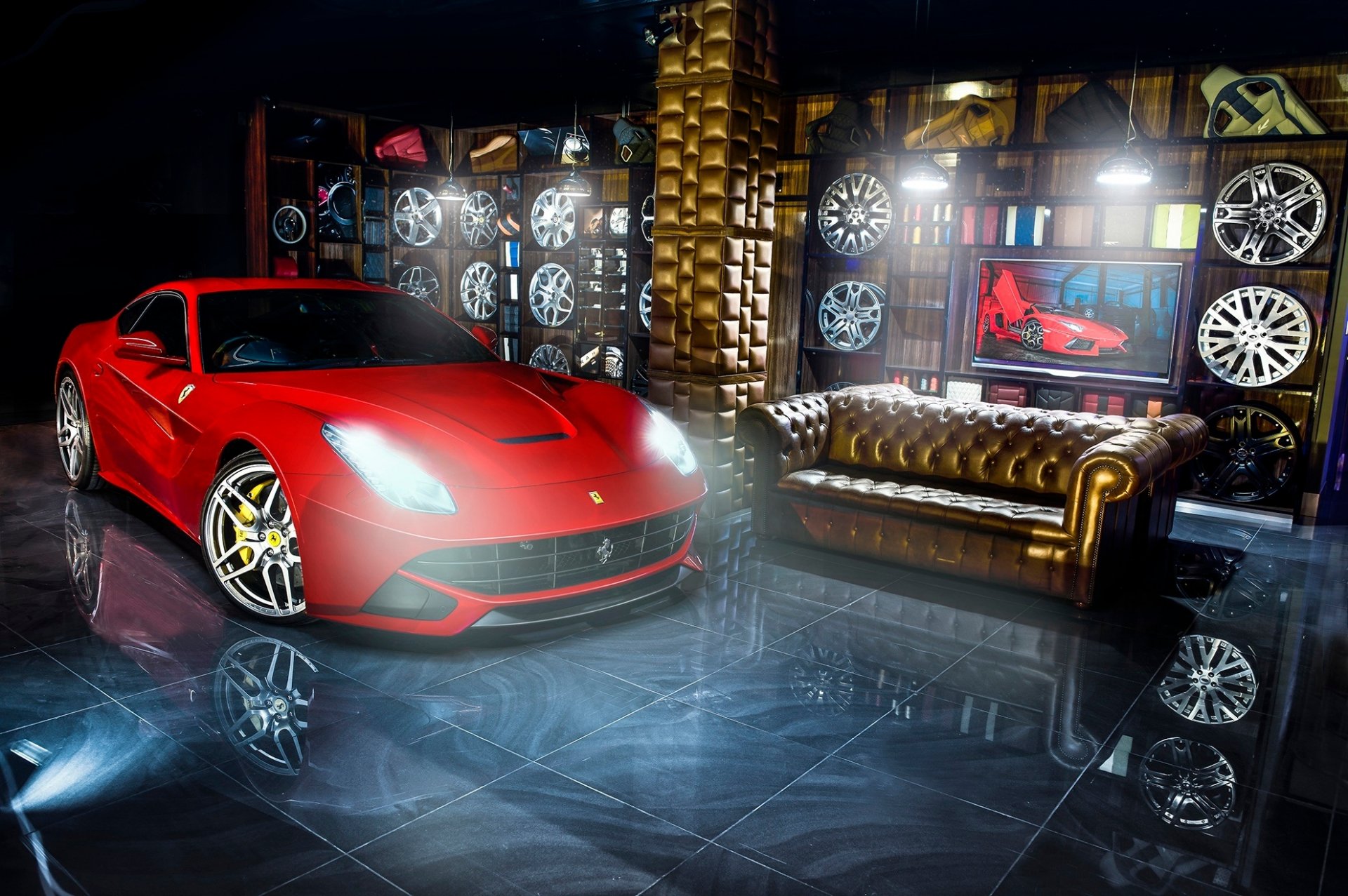 ferrari f12 berlinetta rot kahn design ferrari rot felgen sofa reflexion