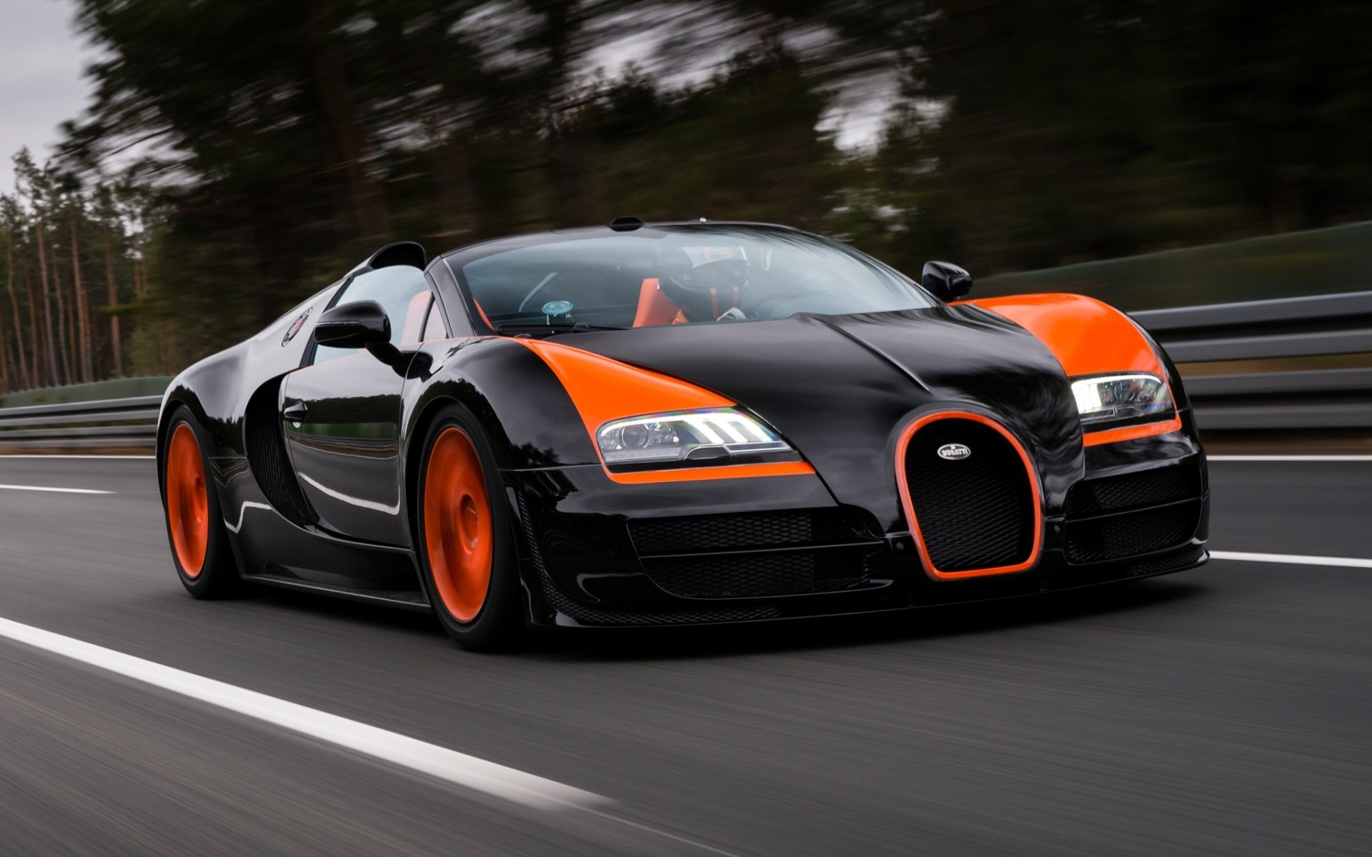 bugatti 16.4 veyron grand sport vitesse world car record edition bugatti veyron supersamochód hipercar przód las tło