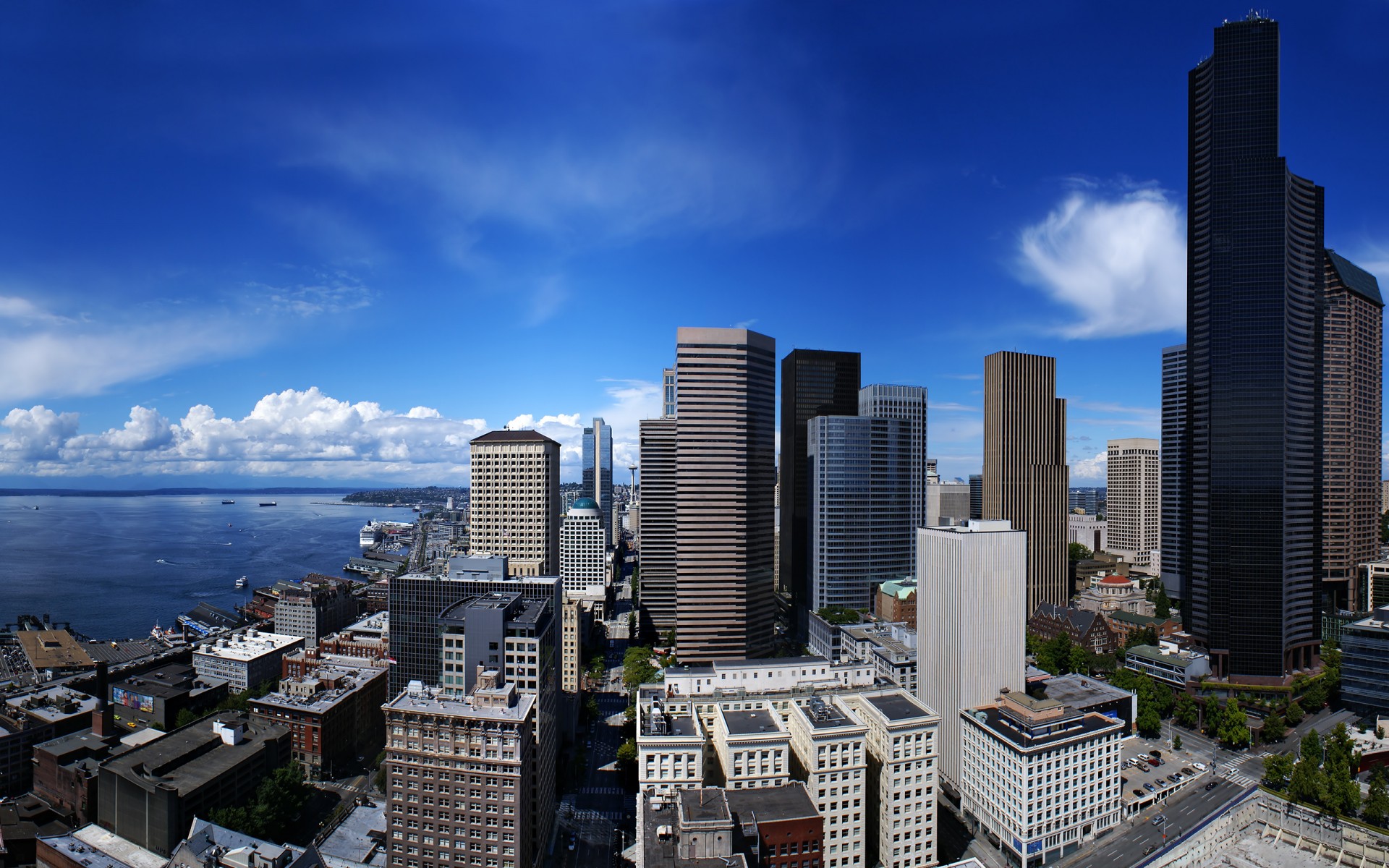 ciudad panorama estados unidos rascacielos costa