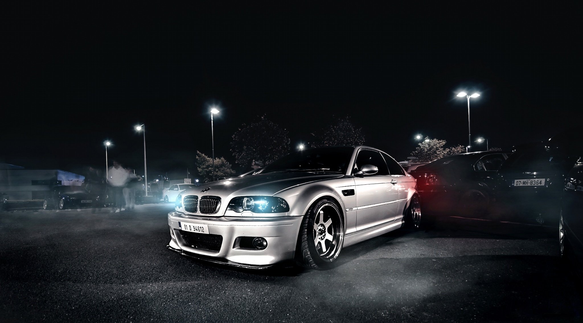 bmw m3 e46 plateado delantero noche