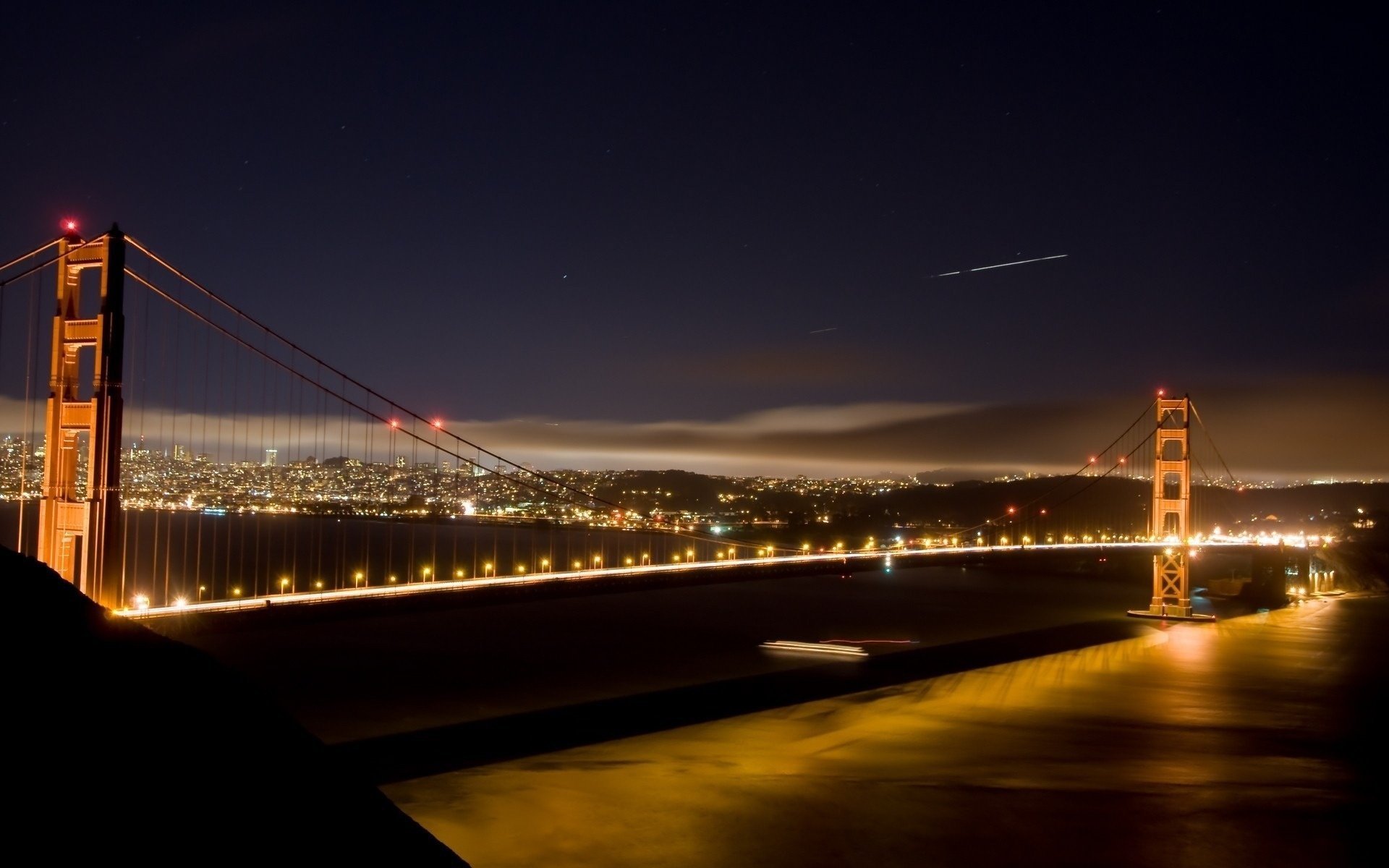 städte nacht lichter amerika brücken ansicht länder wasser brücke usa metropolen nachthimmel lichter der städte