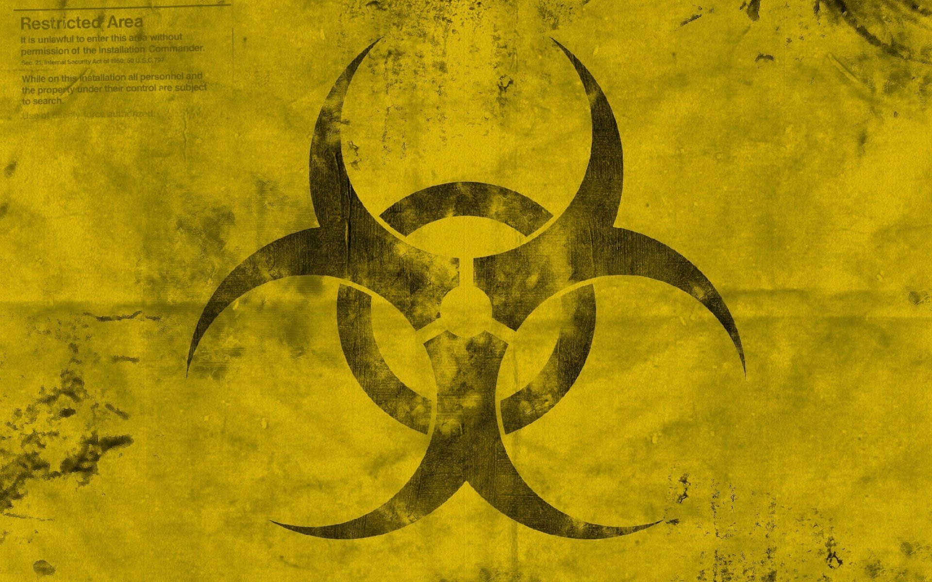 minimalismus biohazard biologische kontamination zeichen emblem textur gelb einfachheit logo grau kratzer