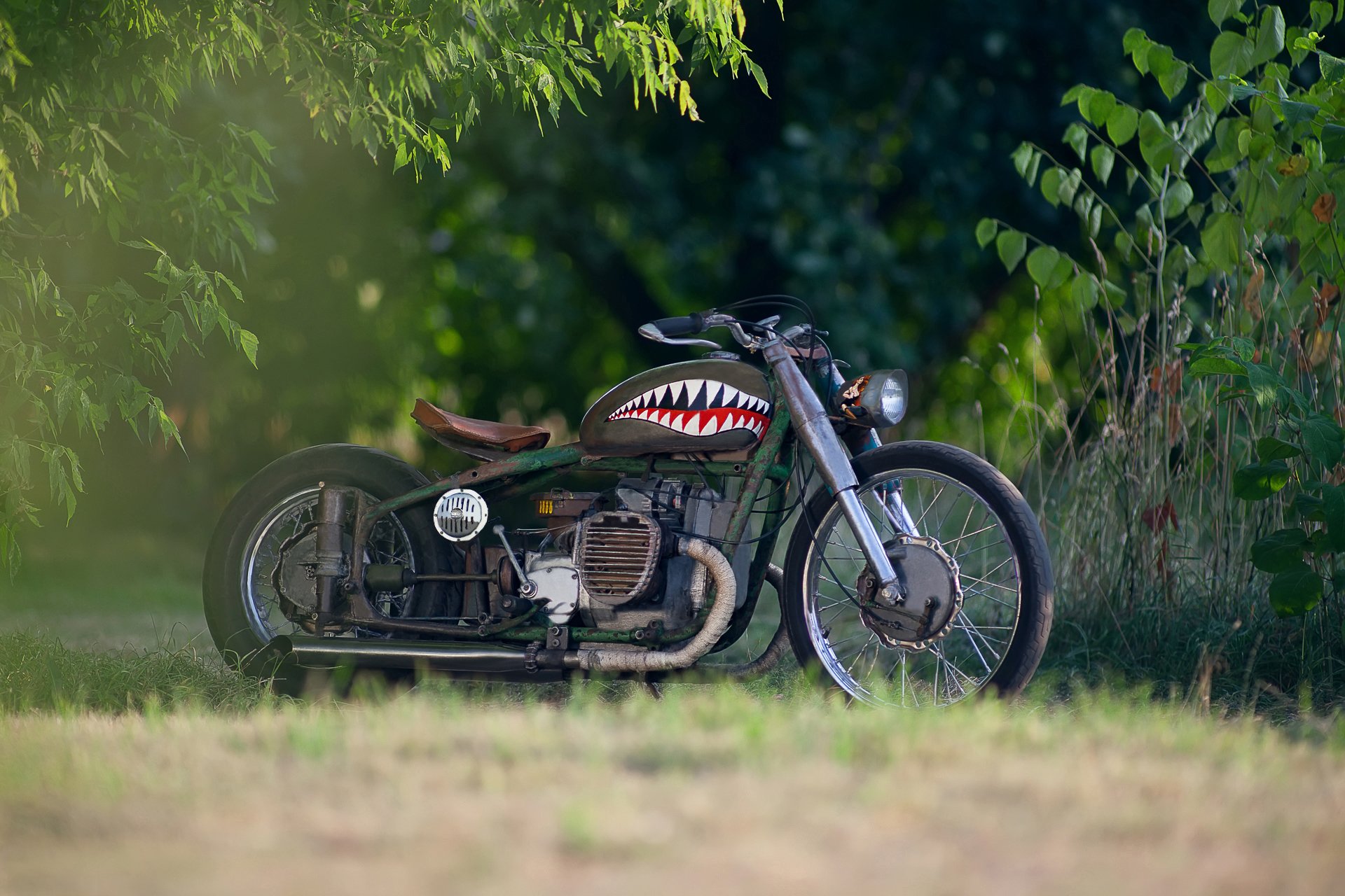 moto moto m-72 edizione sovietica 1941-1960 base personalizzata 2014 stile ratto bicicletta airbrush steampunk blur bokeh motori guerra collezione privata retrò