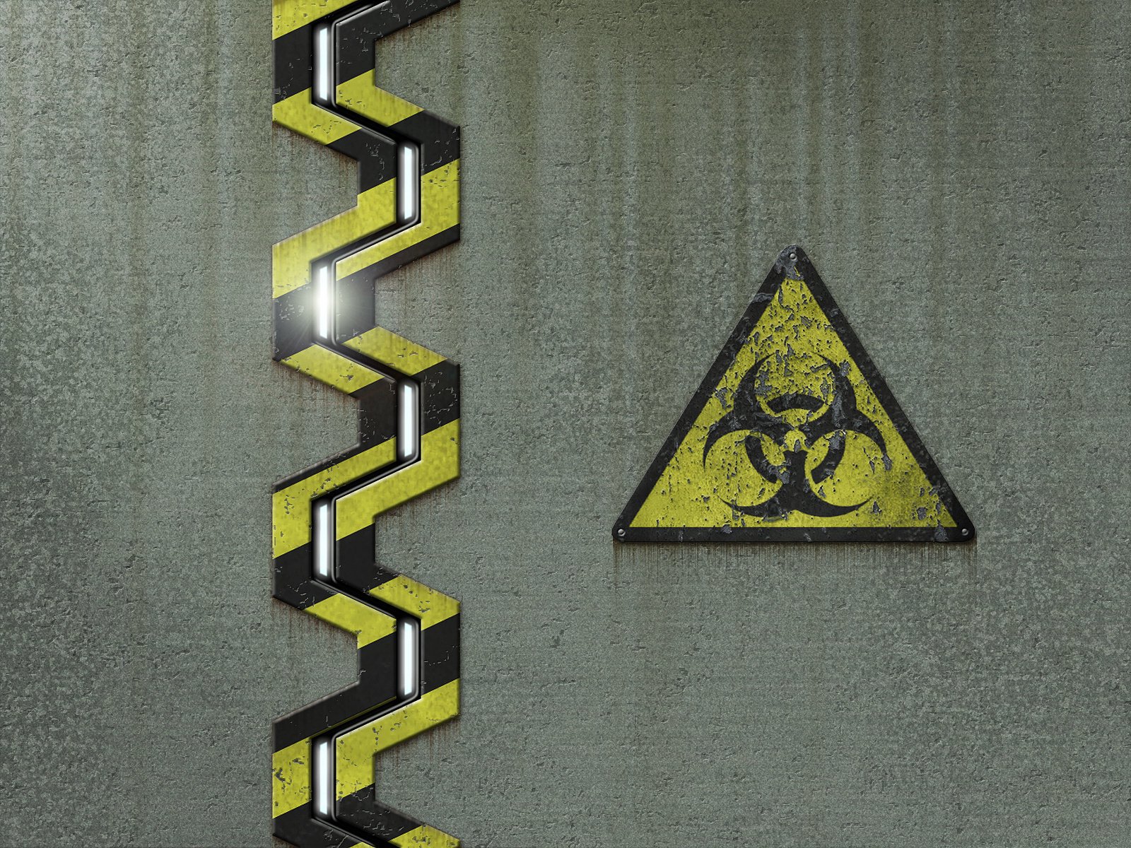 biohazard biological contamination sign emblem texture yellow light strips the door sash