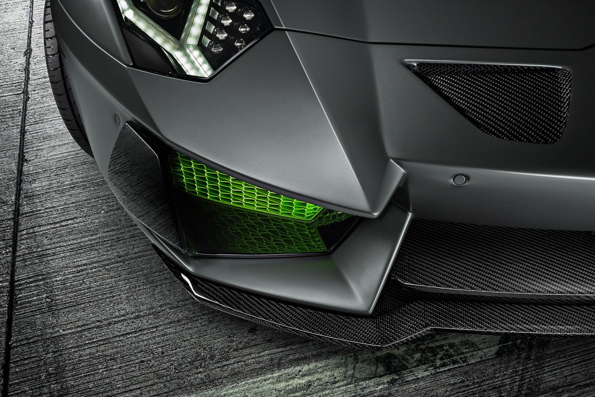 lamborghini aventador lp700-4 2014 hamann limited grün vorne stoßfänger licht