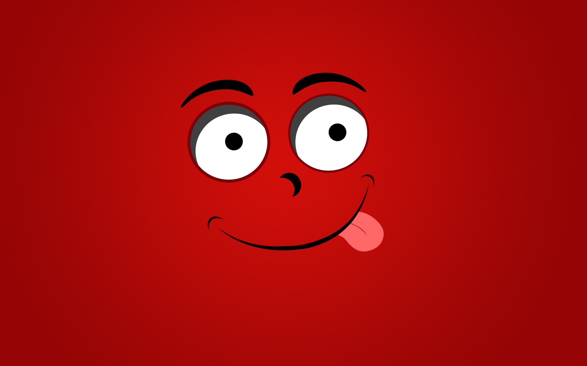 minimalism red background smile big eyes figure