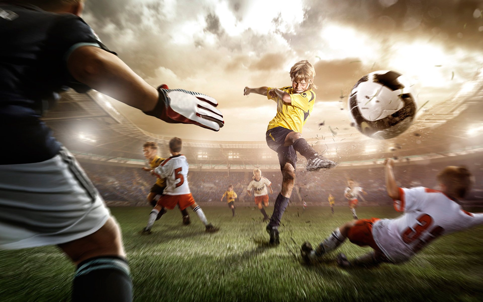 deportes fútbol niños patada césped estadio pelota jugadores de fútbol jugadores dibujos anime