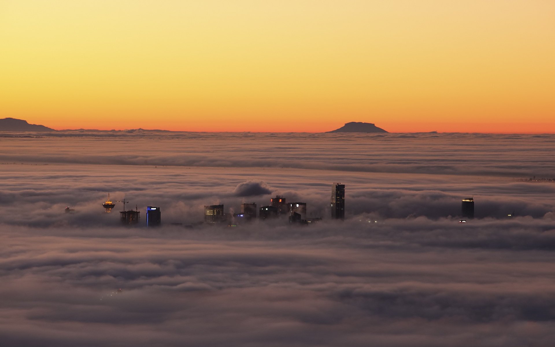 puesta del sol casas nubes canadá niebla vancouver cielo horizonte puesta del sol rascacielos luces