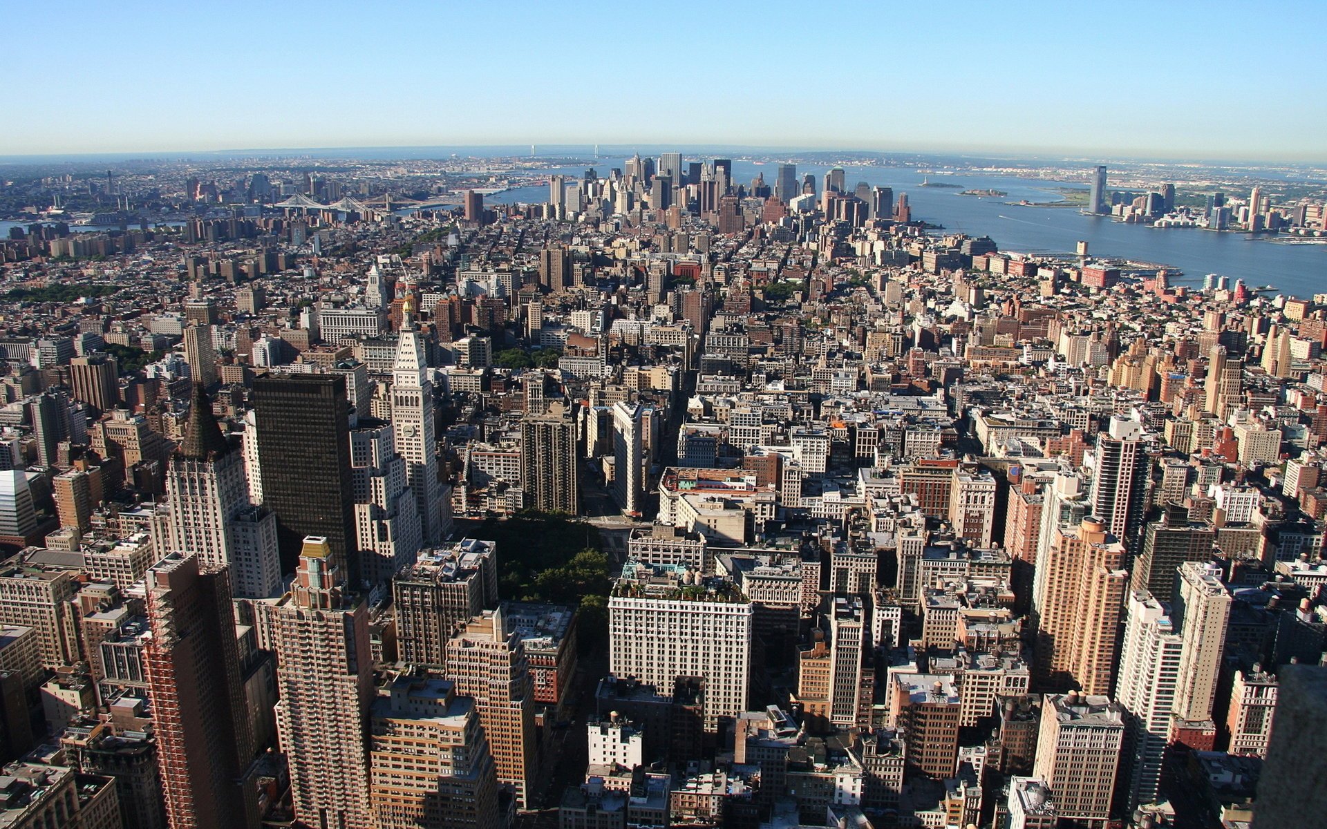 manhattan panorama metropole wolkenkratzer dächer manhattan usa amerika stadt ansicht draufsicht gebäude fluss städte