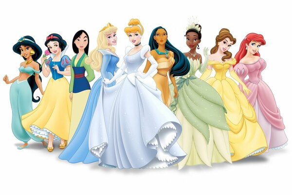 Princesses beautés en robes dans les contes de fées disney