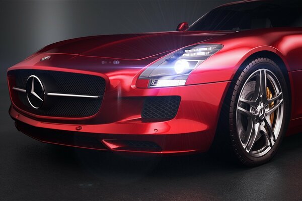 Rendering dell automobile di mercedes-benz sls prima