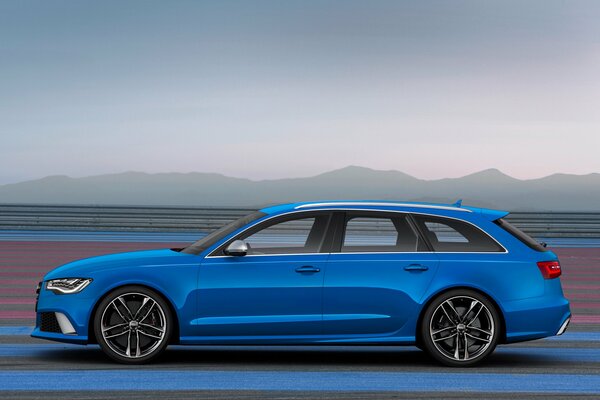 Bleu Audi wagon vue latérale