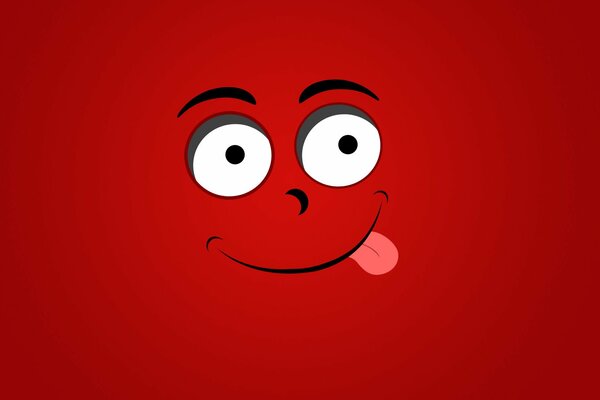 Funny face on a red background