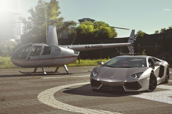 Lamborghini aventador supercar on the background of LP700-4