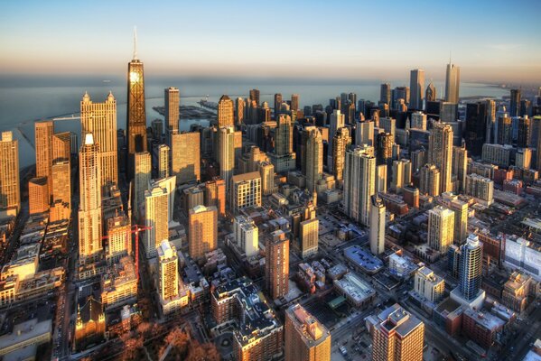 Gratte-ciel de Chicago un matin glacial