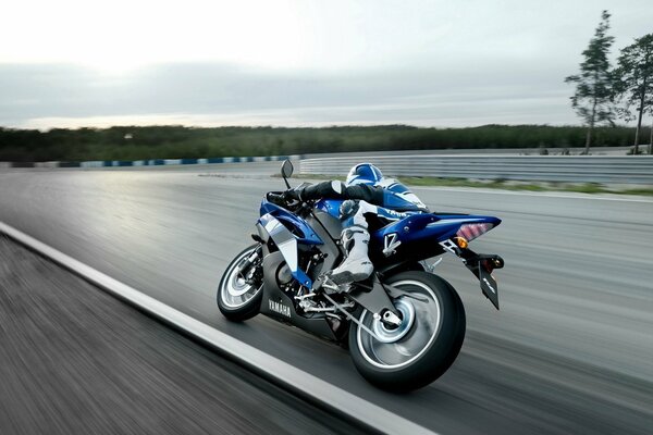 Motorcyclist on a bike on the highway