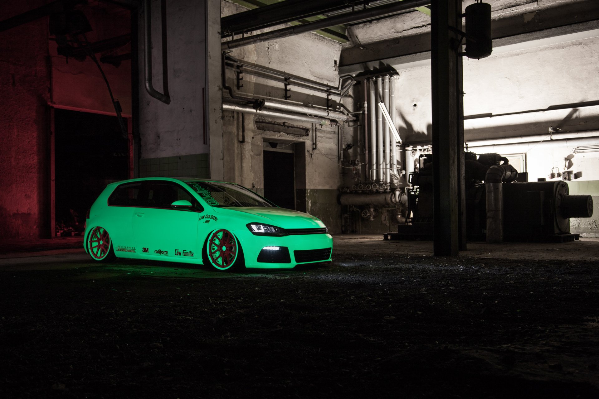 volkswagen golf vii światło elektron zielony tuning