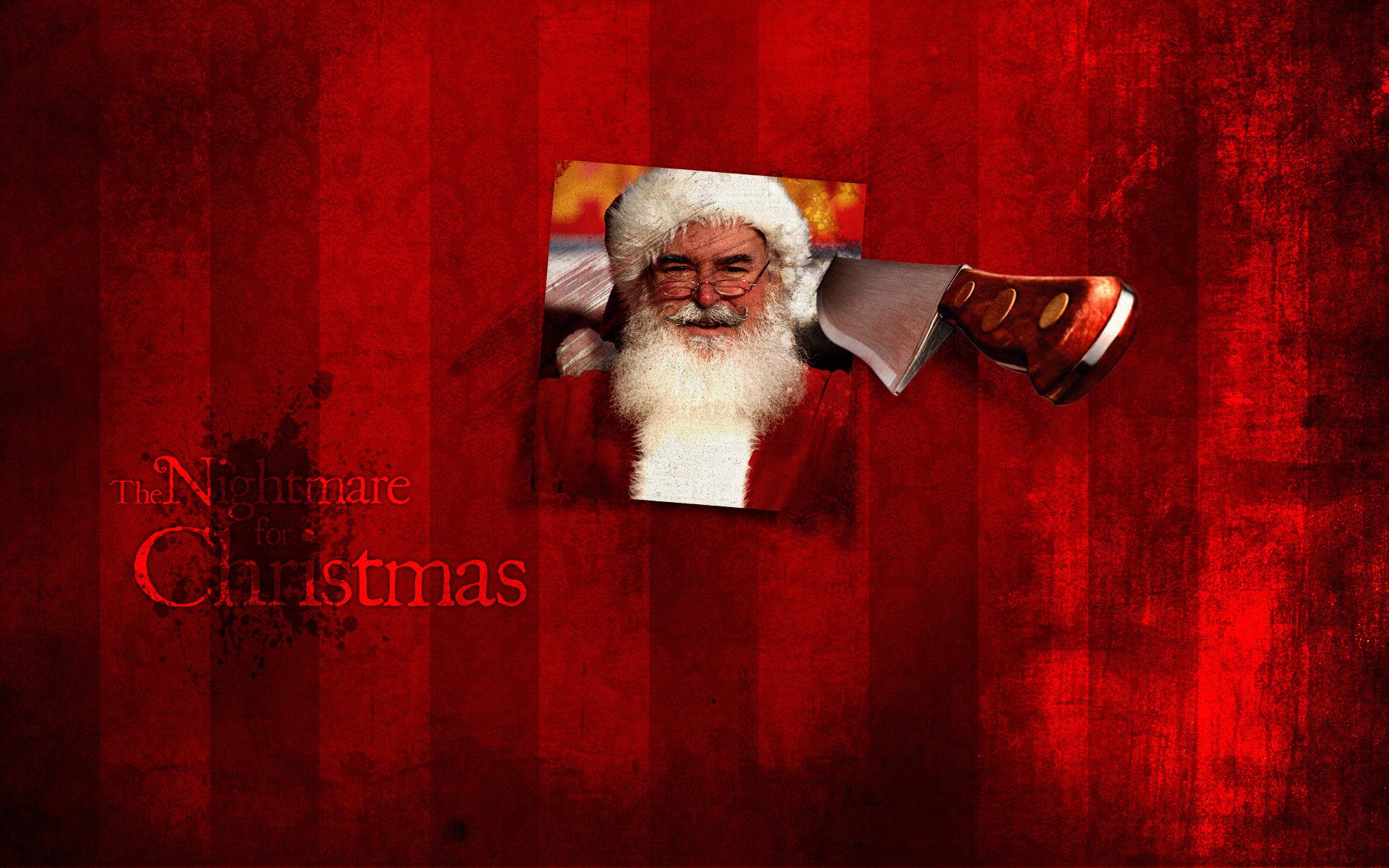 anta knife photo holiday christmas red stripes background santa claus glasses beard