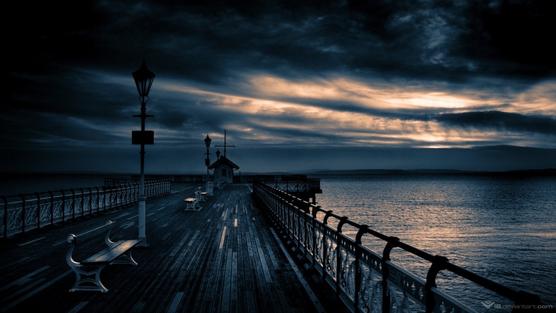 quai ciel nocturne rouge ble nature eau ciel jetée quai banc banc nuages surface paysage