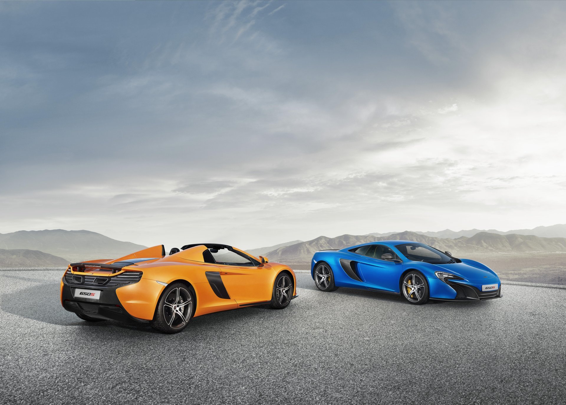 mclaren 650s купе spyder 2014 синий оранжевый суперкары