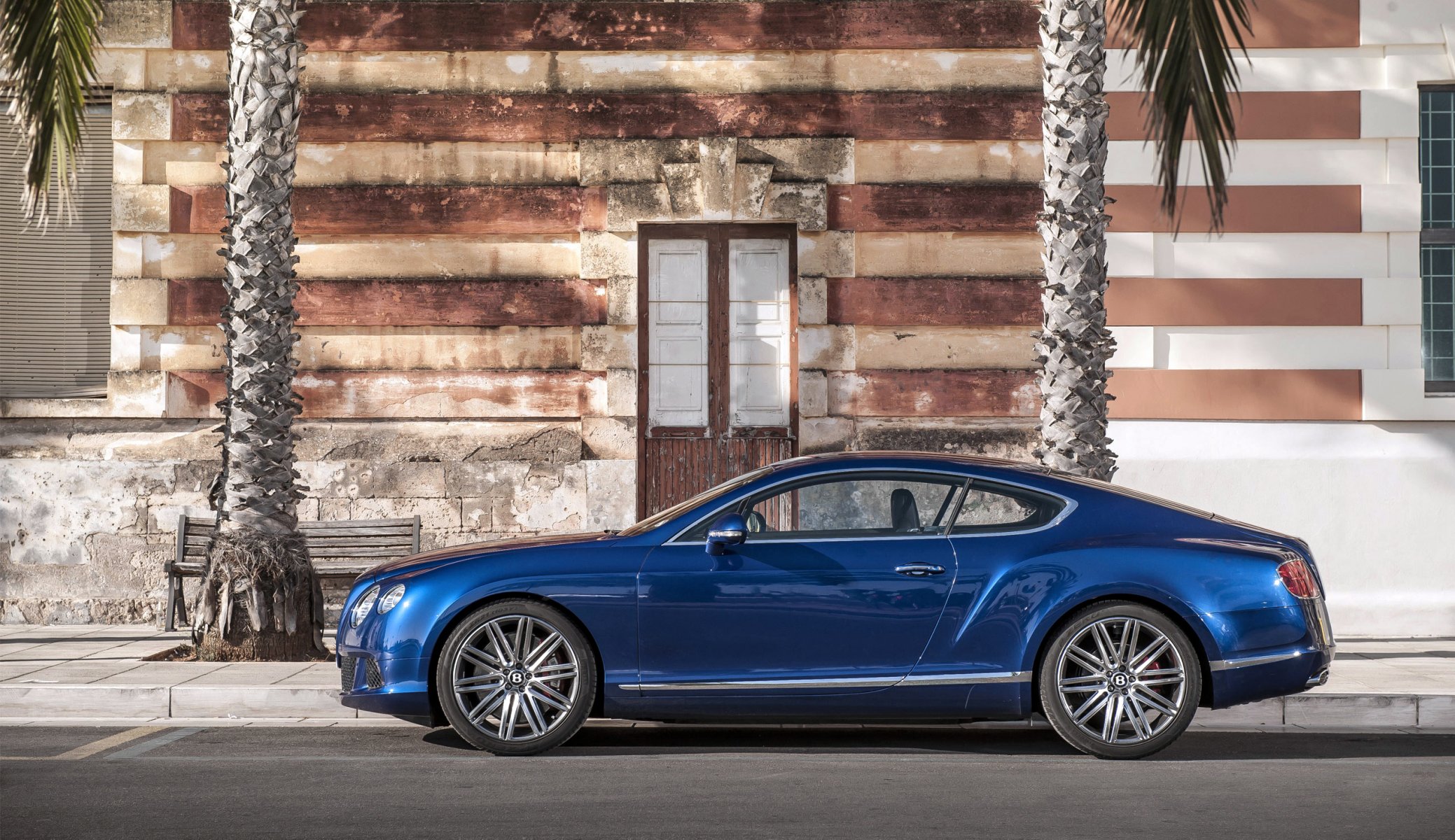 bentley continental gt velocità auto auto vista laterale blu giorno coupe porta di costruzione