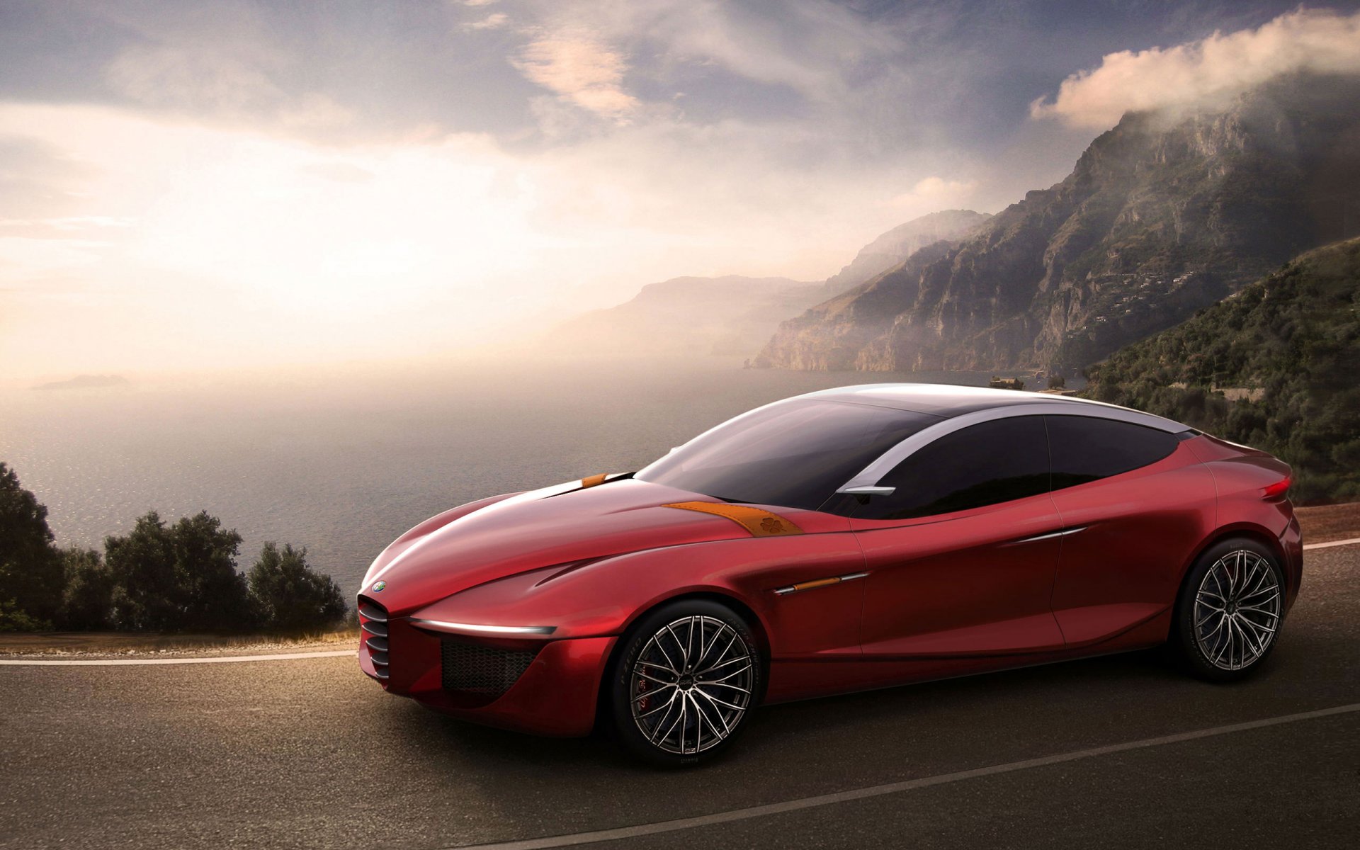 alfa romeo gloria concept voiture route rouge