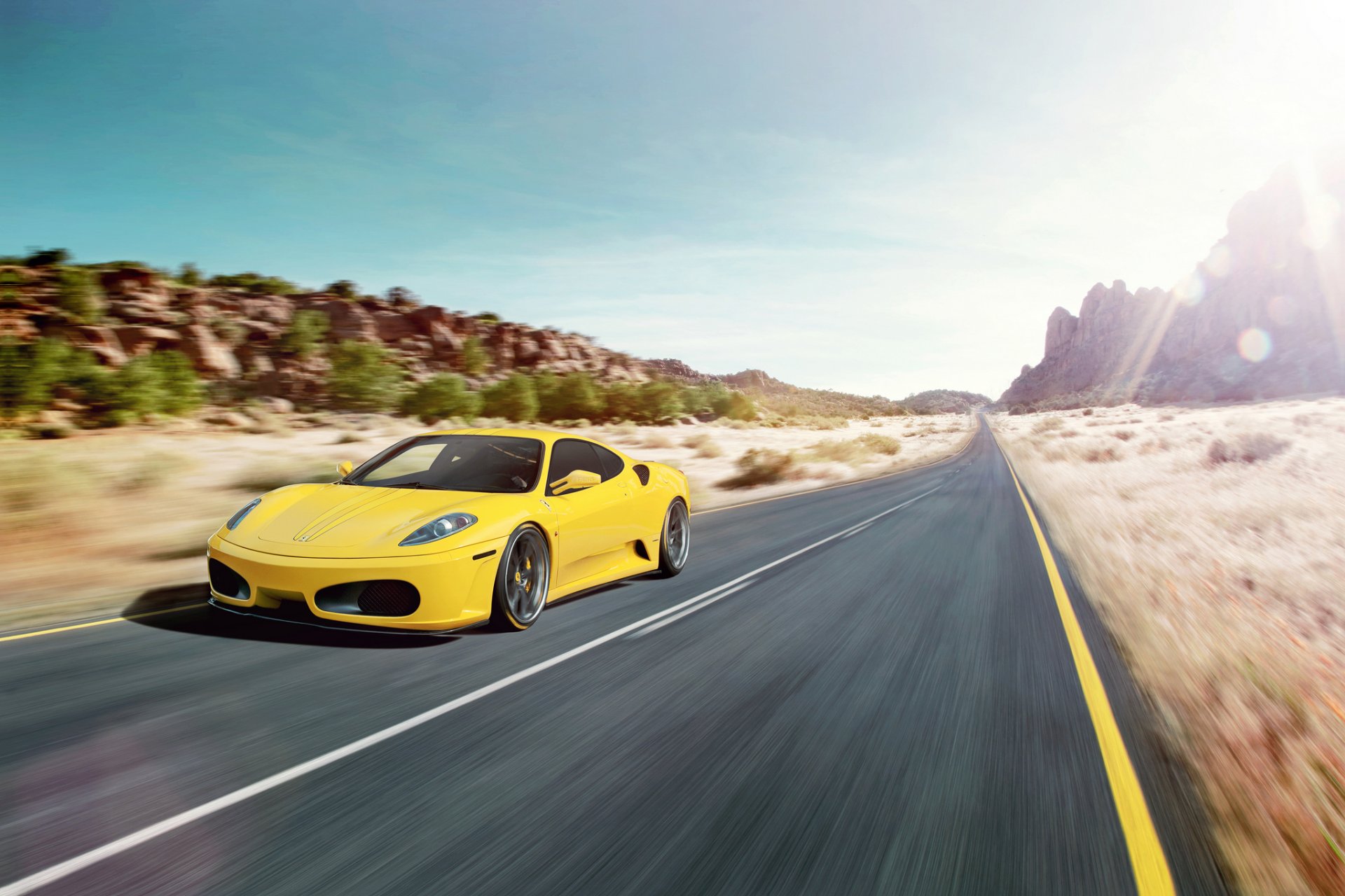 ferrari f430 amarillo ferrari carretera velocidad resplandor