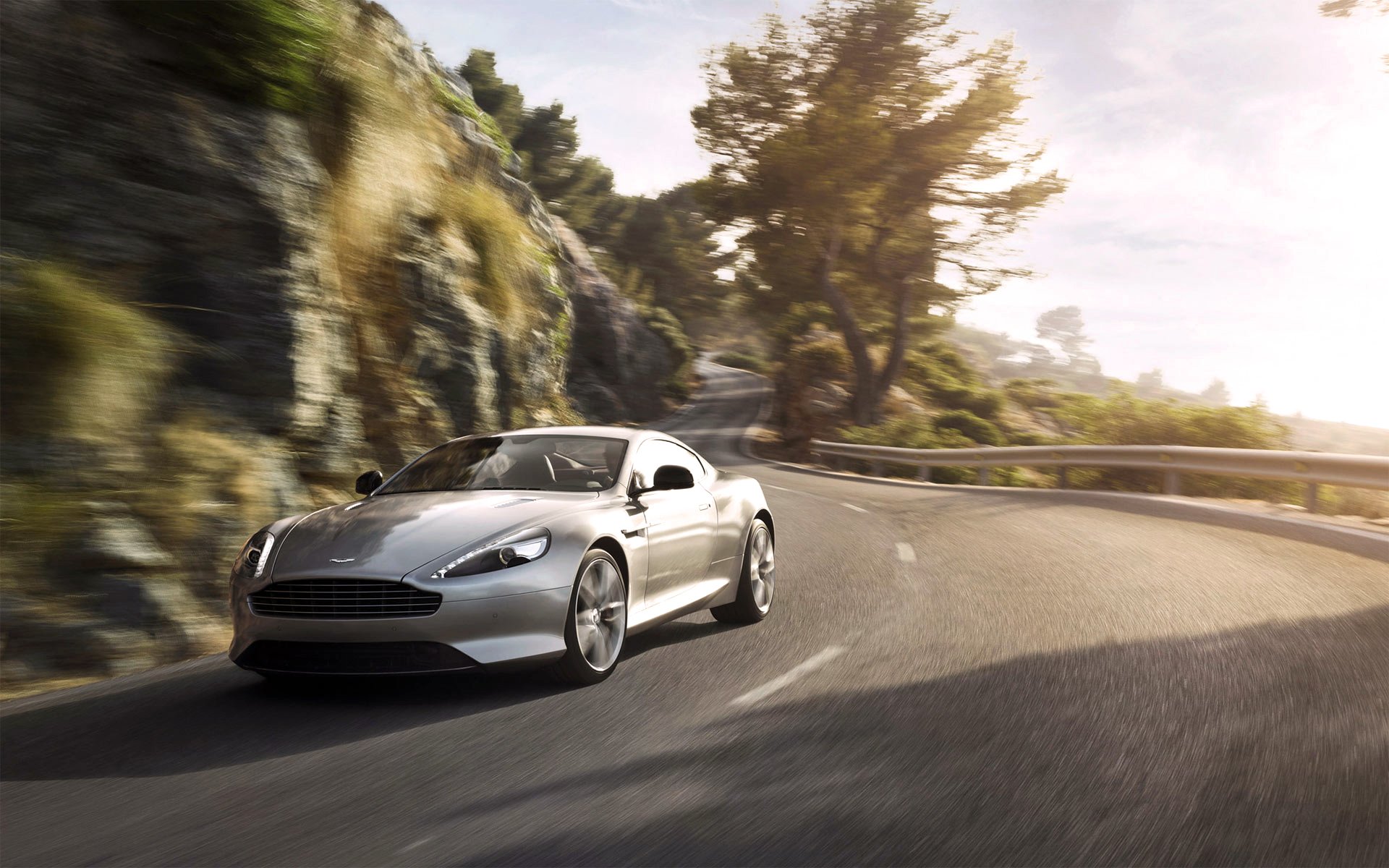 aston martin db9 coupé auto coche en movimiento coche deportivo carretera asfalto gris plata